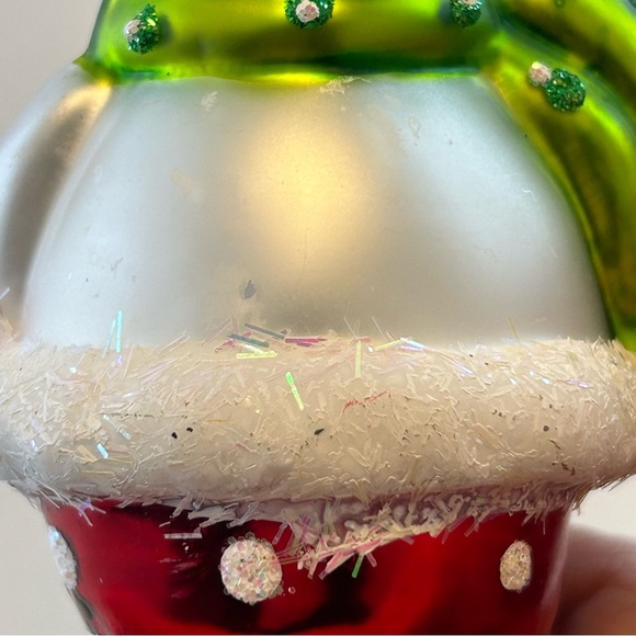 Christmas Ornament Mercury Glass Signed JS Snowman Coming Out Of Hat - Picture 9 of 9